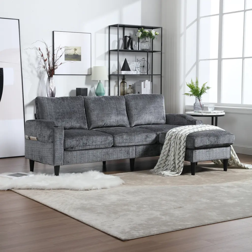 United Storage Sofa Comfortable Sectional Sofa Grey Polyester w1568 united we win