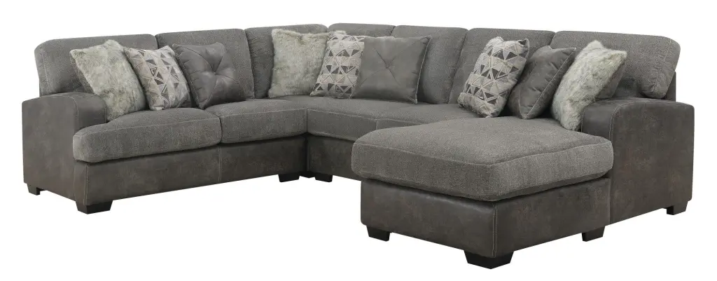 Grennburg Gray Modular 4 Piece Sectional Gray Foam Engineered Wood 5 Seater Sofa wallace - bay