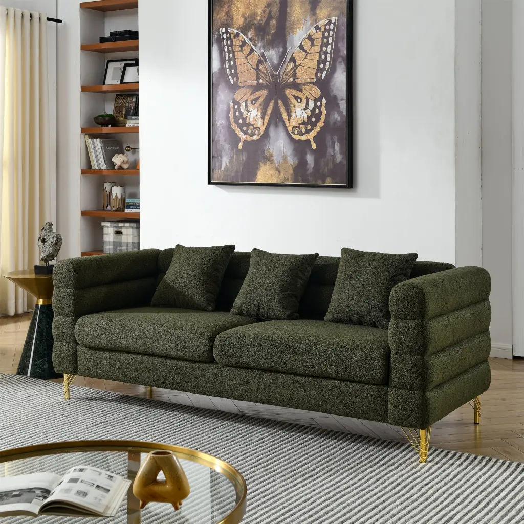 81 Inch Oversized 3 Seater Sectional Sofa Fabric Living Room Couch welike furniture