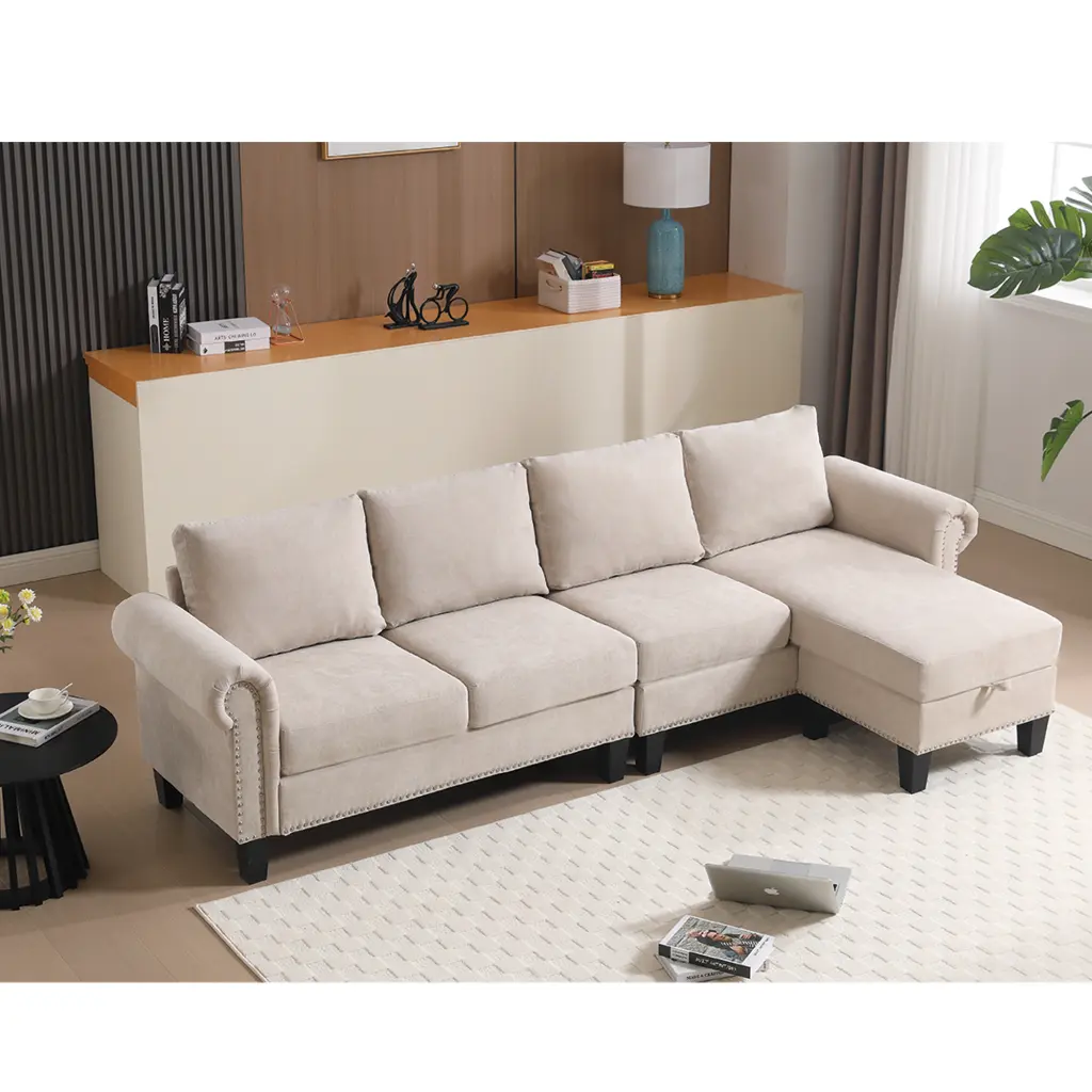 Arrived Convertible Sectional Sofa Storage L Influenced Four Seat wf-furniture