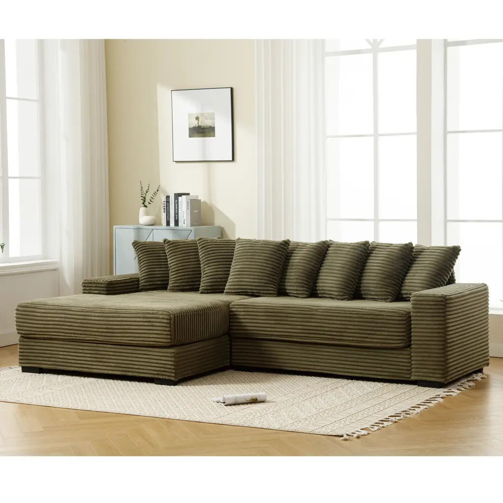 Arrived Oversized Two Piece Couches L Influenced Sofa Corduroy Left Chaise wf-furniture