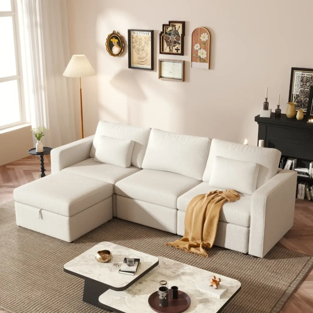 Modern Cotton Linen L Influence Sectional Sofa Oversized Upholstery Sectional Sofa yiwei