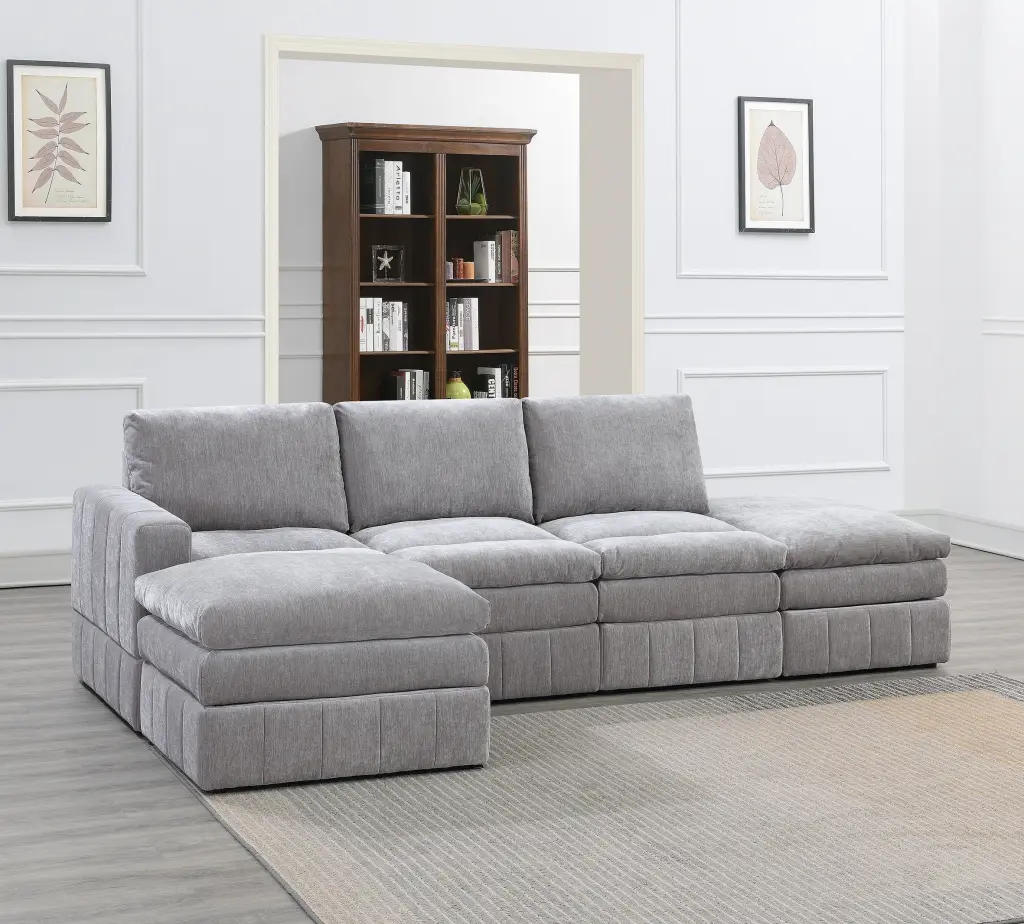 Contemporary 5 Piece Modular Sectional Set Arm Chair and Wedge kanepe