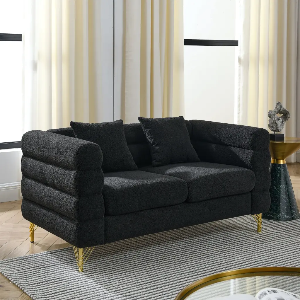 60 Inch Oversized 2 Seater Sectional Sofa, Living Room Ease Fabric welike furniture