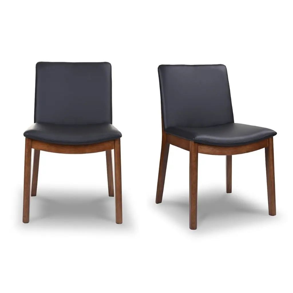 Laura Mid Century Modern Solid Wood Dining Chair Set 2 Black Solid Wood Chairs ashcroft furniture