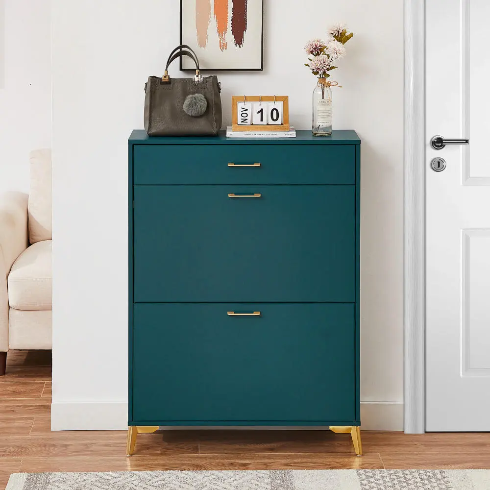 Shoe Storage Cabinet Entryway Free Standing Shoe Organizer 2 Doors hs furniture