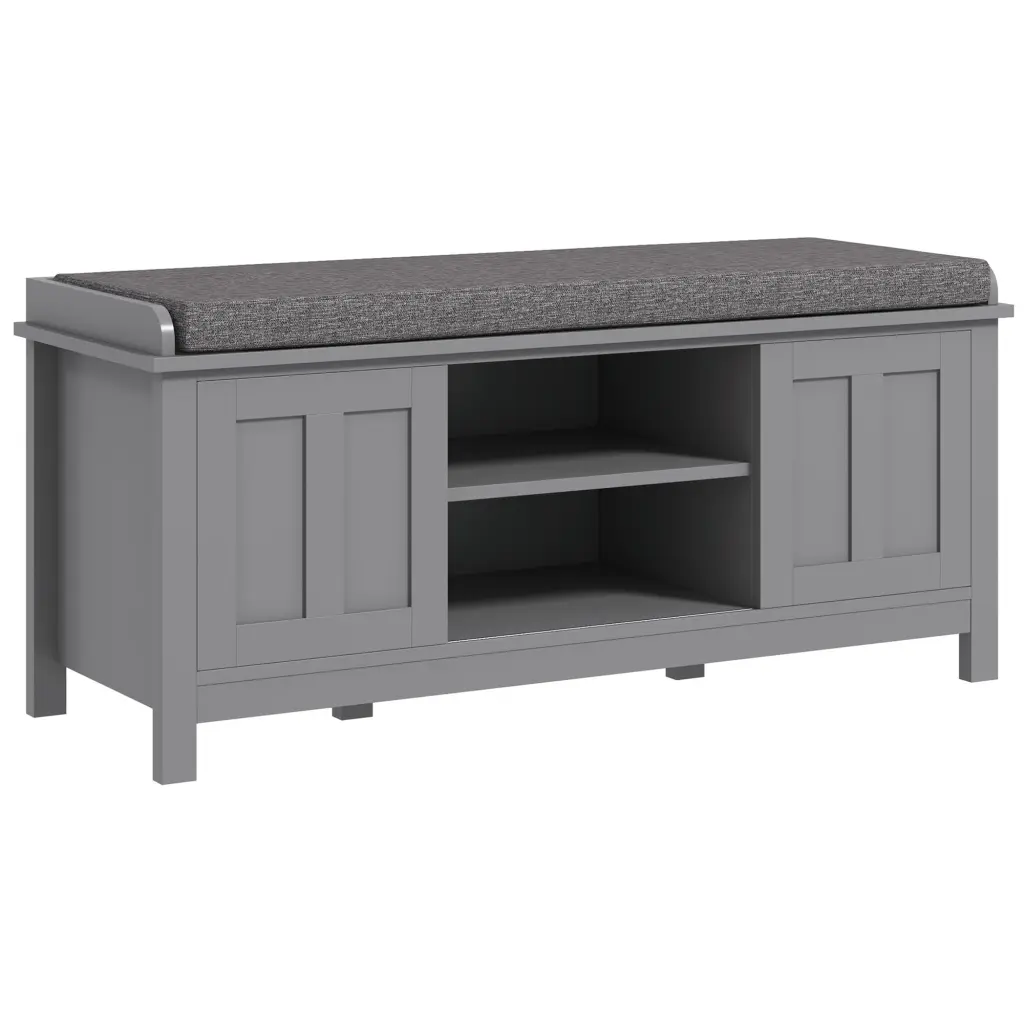 Homcom Shoe Rack Bench Entryway Cushion and Sliding Doors aosom business