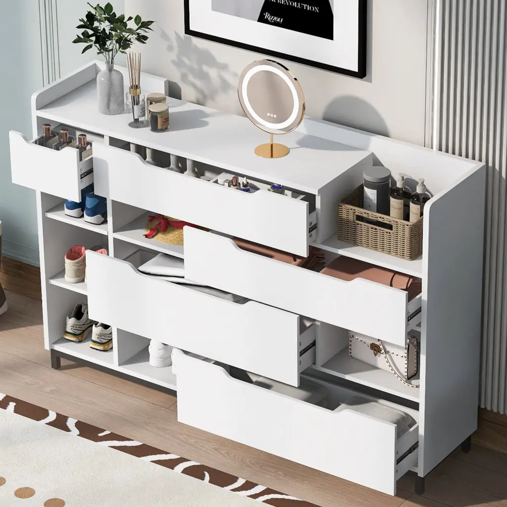 Modern Shoe Storage Cabinet Entryway Drawers and Shelves Organizer u-can