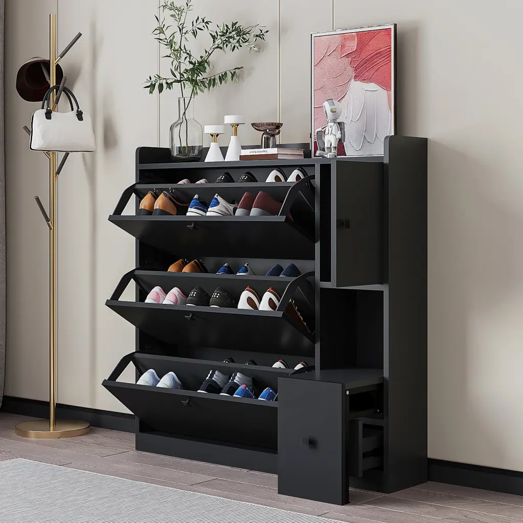 Multi-functional Shoe Cabinet 3 Flip Drawers Maximum Storage Entryway Organizer rnb
