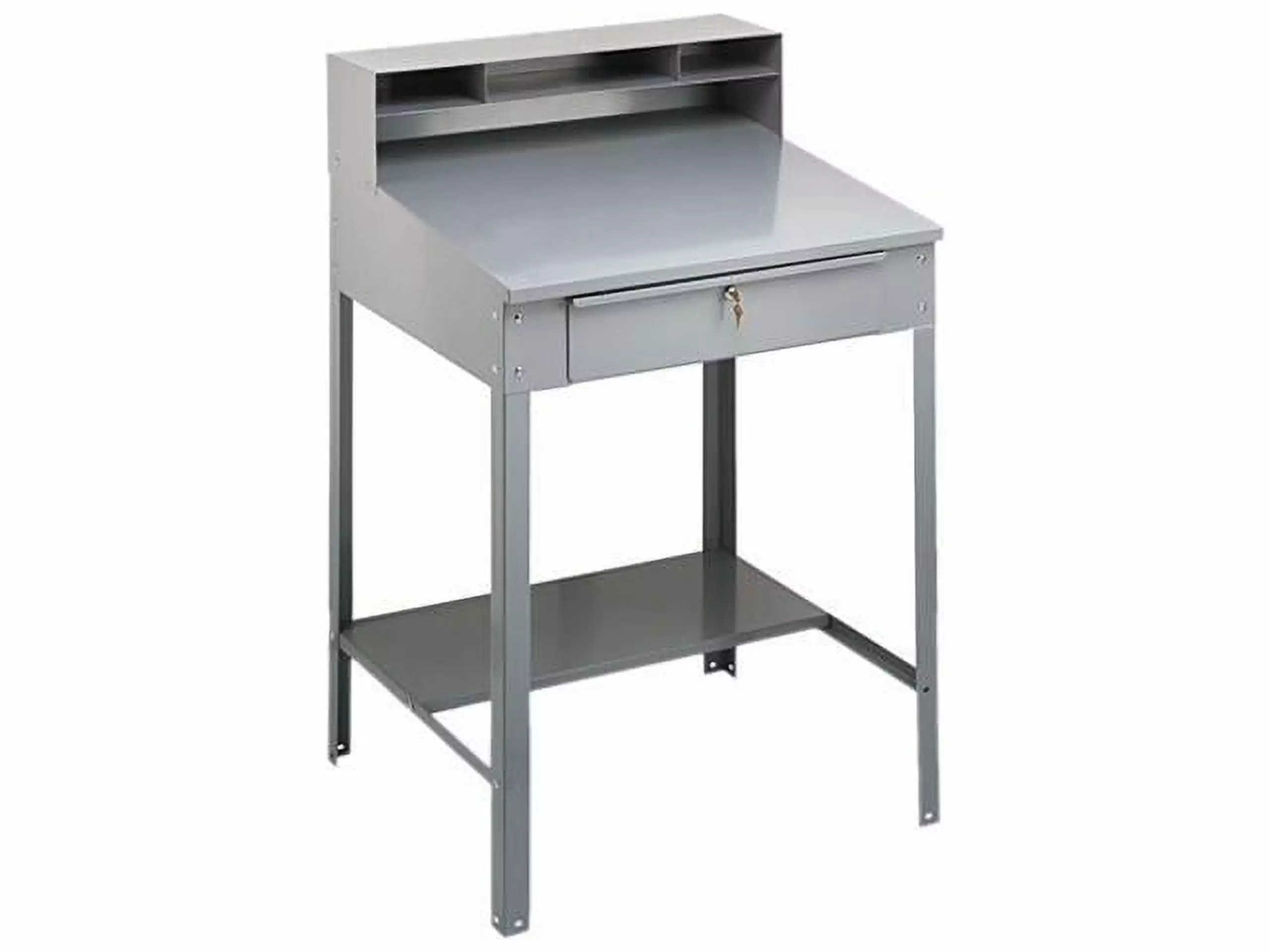 Tennsco Open Steel Shop Desk 34.5 x 29 x 53.75 Medium Gray Industrial Work Desk