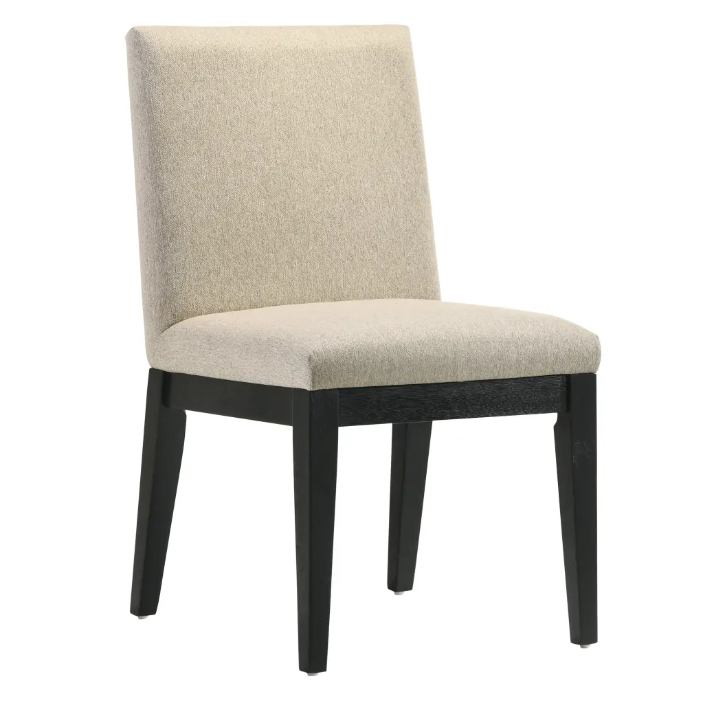 Beige And Black Padded Side Chair Set 2 Dining Room furniture max