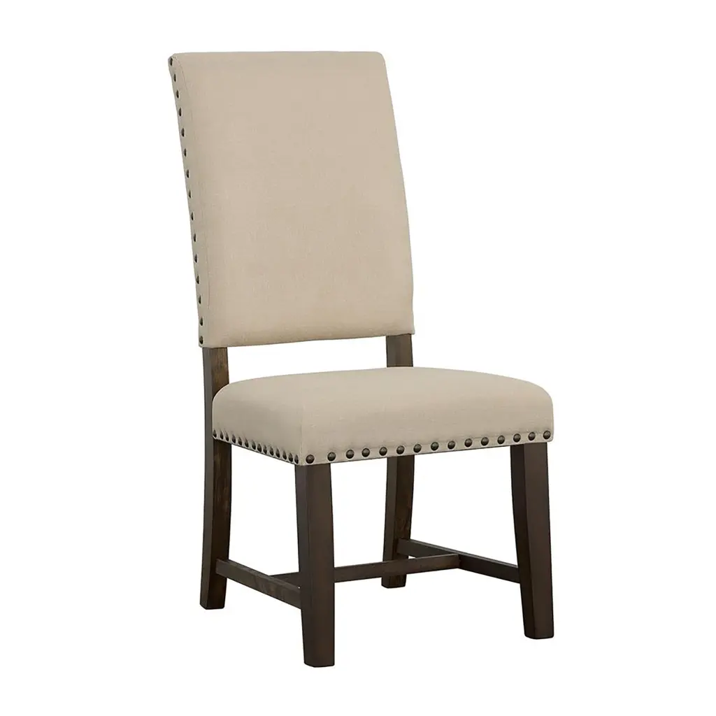 Beige And Smokey Black Upholstered Side Chair Set 2 Solid Beige Dining Chairs furniture max