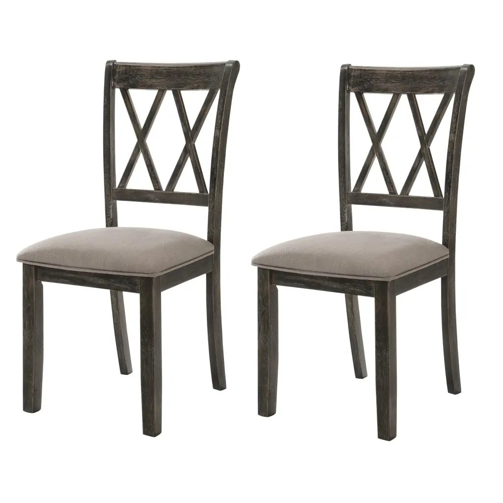 Beige And Weathered Grey Cross Back Side Chairs Set 2 Solid Beige Grey Dining Chairs furniture max