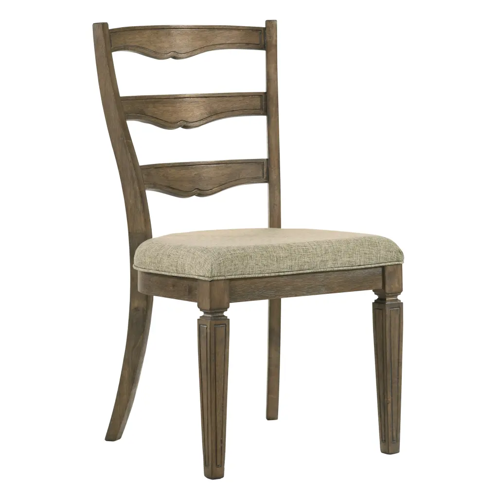 Beige And Weathered Oak Side Chair Ladder Back Set 2 Solid Oak furniture max