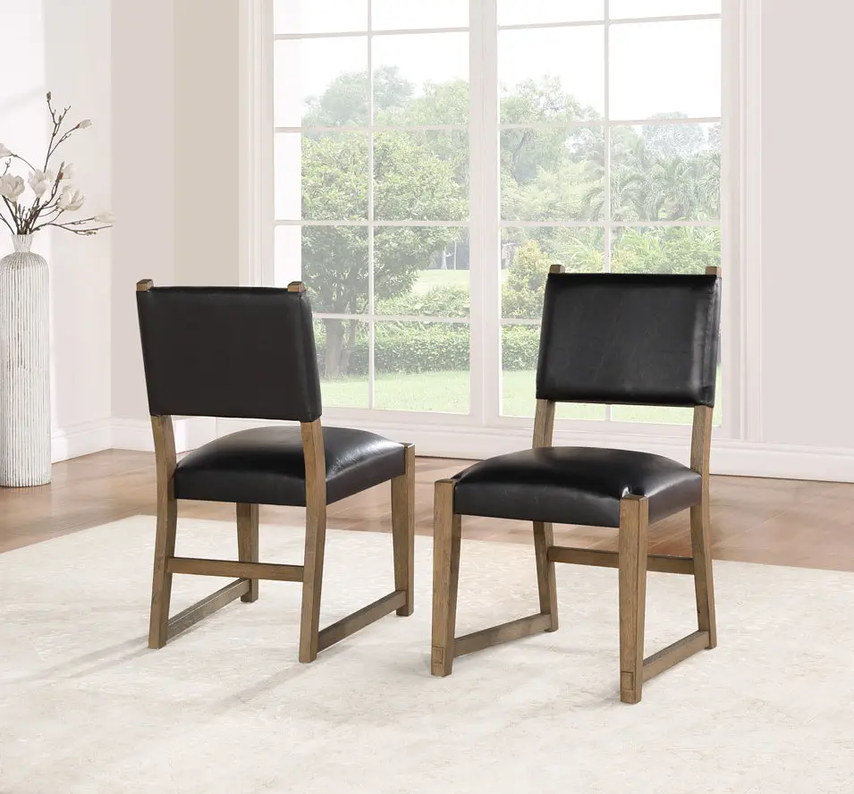Atmore Side Chair Set 2 Black Black Wood steve silver furniture