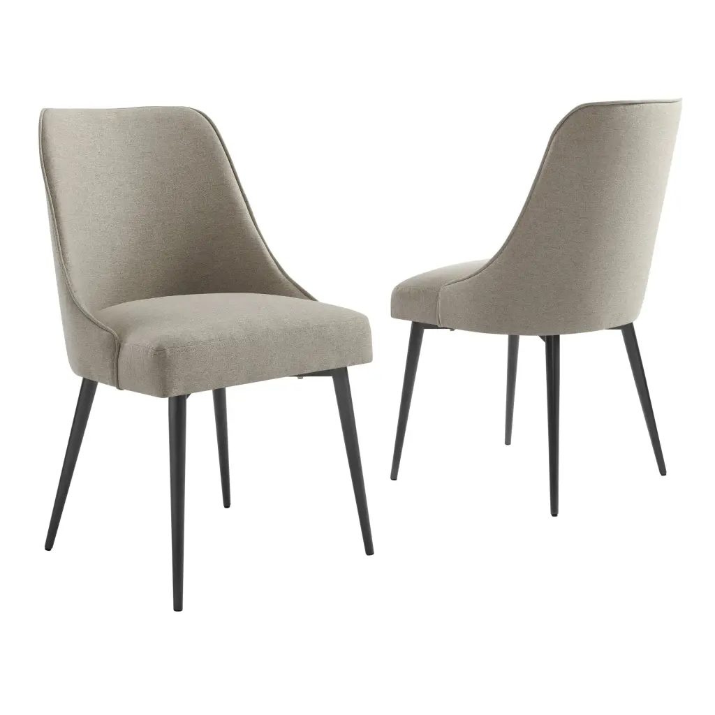 Olson Side Chair Khaki Set 2 Pearl Silver White Fabric Dining Chairs steve silver furniture