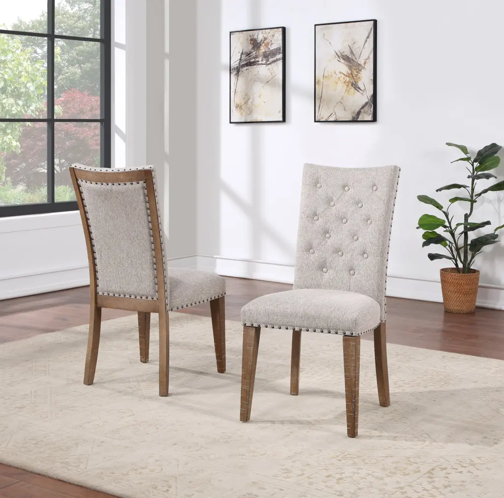 Riverdale Side Chair Set 2 Oatmeal Dark Brown Fabric steve silver furniture