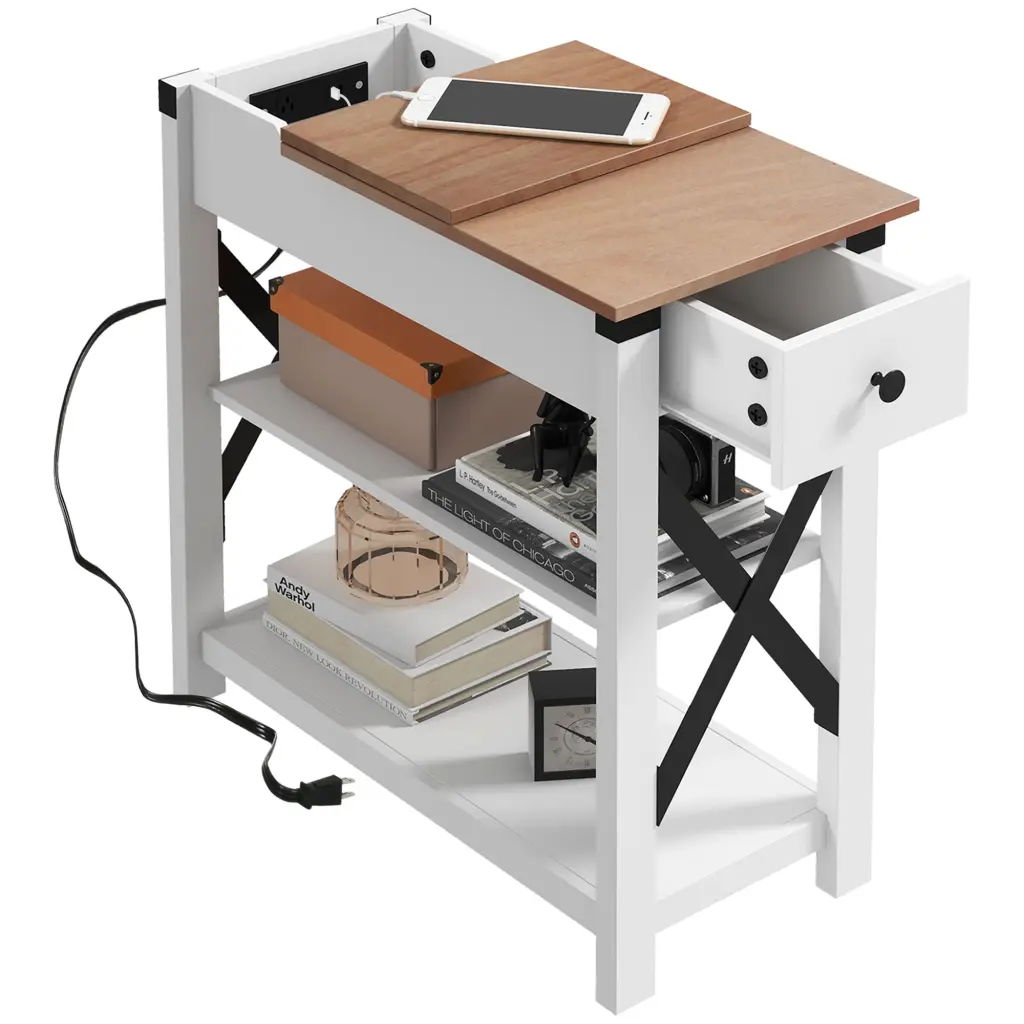 Homcom Side Table Charging Station End Table 2 USB Ports aosom business