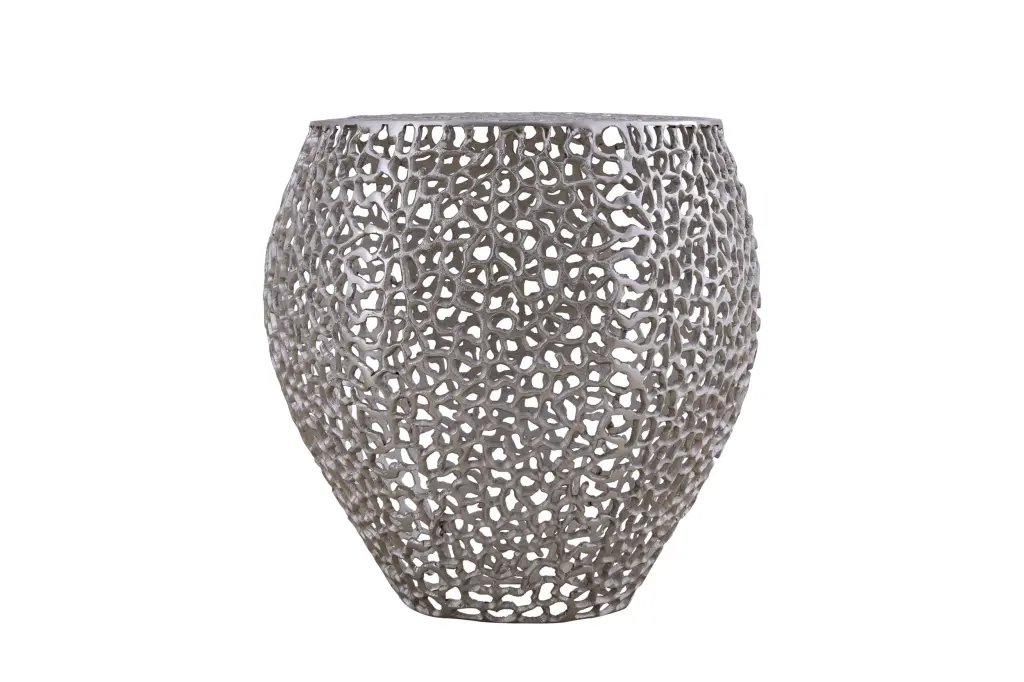Modern Silver Aluminum Side Table Contemporary Design galaxy home furnishings