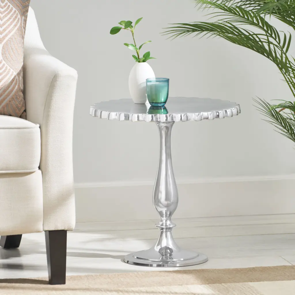 Curly Accent Table Antique Silver Metal Side Table nh-comfortcove