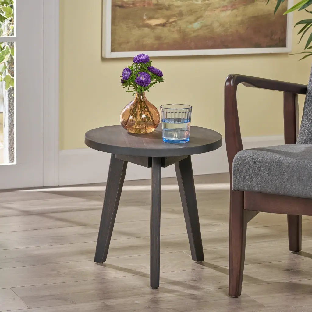 Marina Side Table Dark Grey Acacia Wood End Table nh-purenest