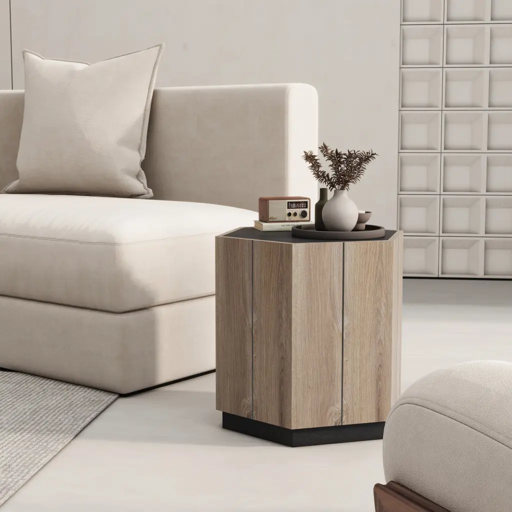 Hexagonal Rural Style Garden Retro Drawer Living Room Corner Table rnb