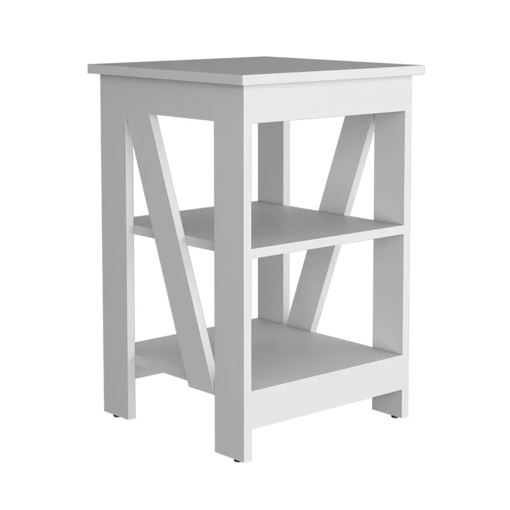 Rossville White Side Table Living Room Particle Board treevol furniture