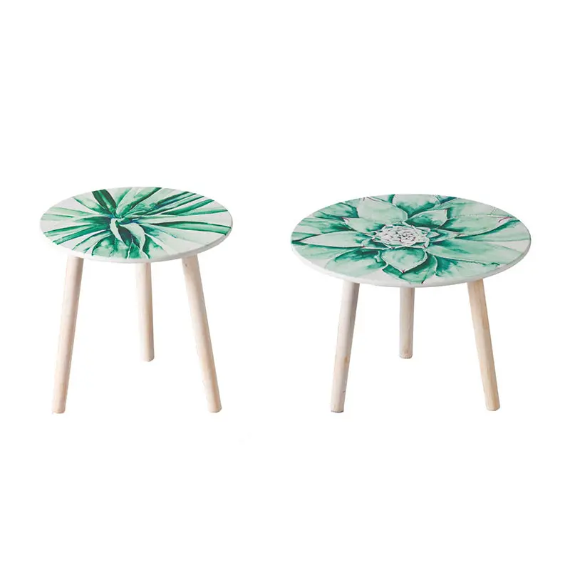 Side Tables White and Green MDF Living Room or Bedroom w2078