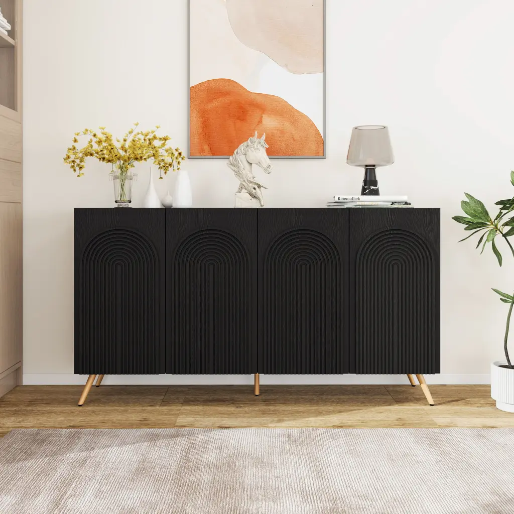 Arch 3D Carved 4 Door Sideboard Buffet Cabinet Storage linfeng