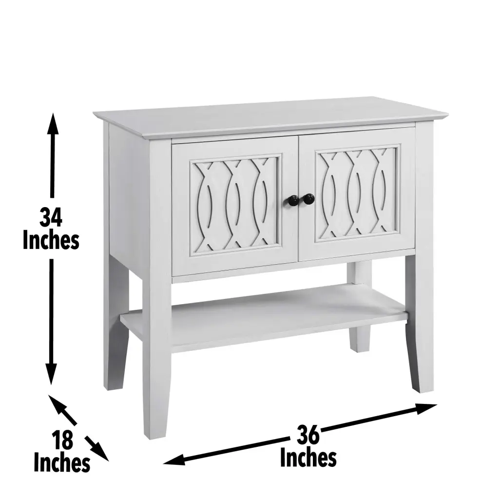 Naples Server White White Wood Sideboard Buffet Cabinet steve silver furniture