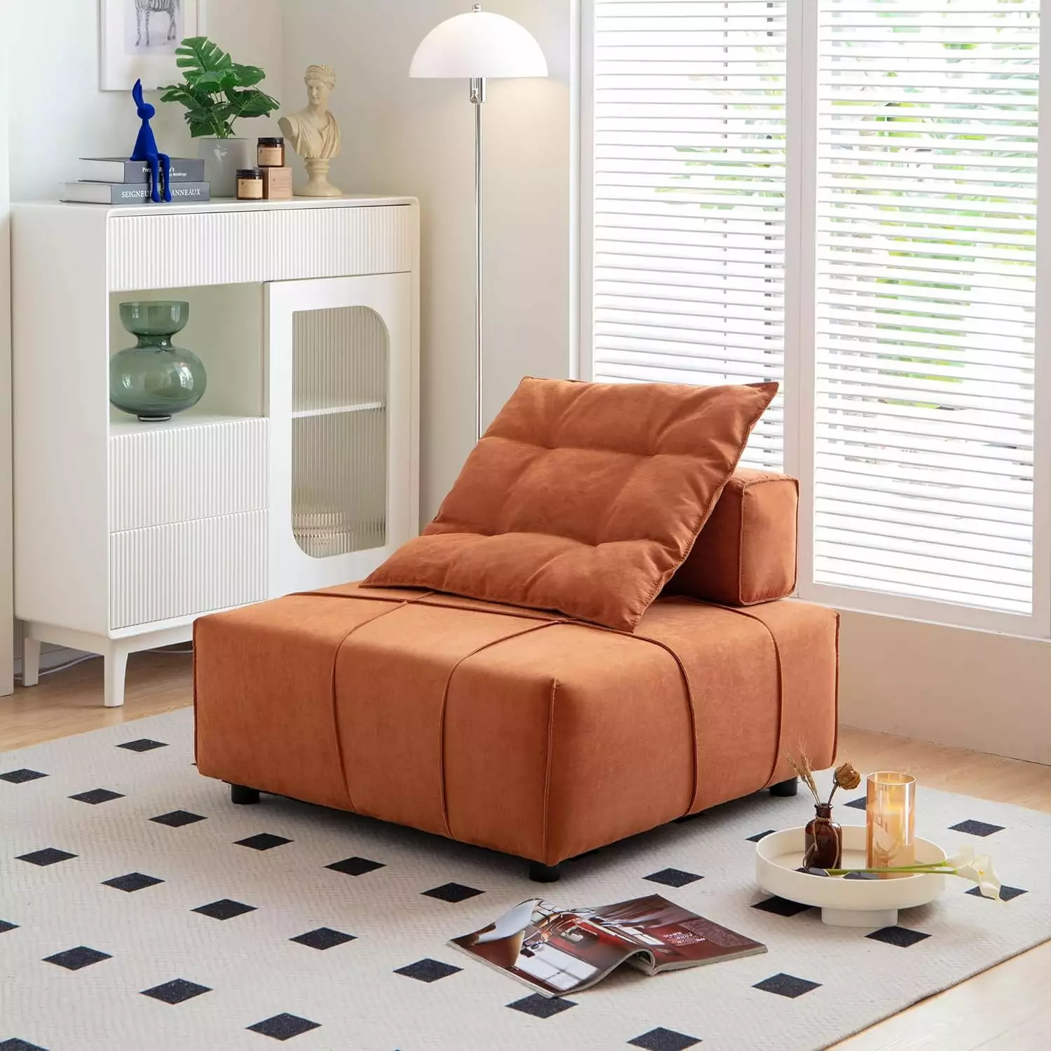 33.1 Modular Sectional Single Sofa - Armless Chair Removable Back Cushion - Small Space Living Room Ottoman LIUNU