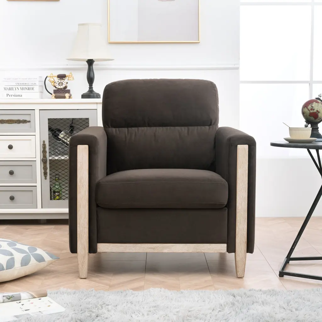 Brown Fabric 1 Seater Sofa Living Room rnb
