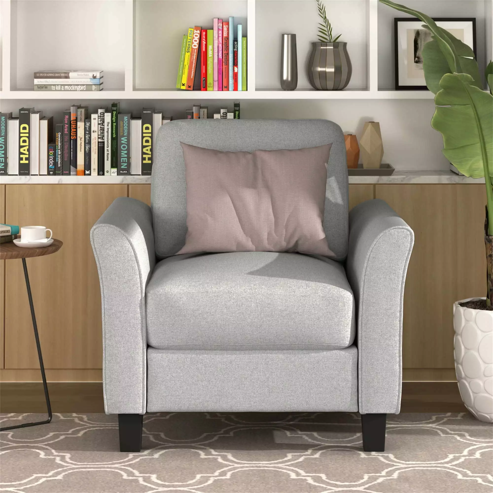 Single Sofa Soft Pillow and Solid Wood Frame Living Room or Bedroom Gray ARCTICSCORPION