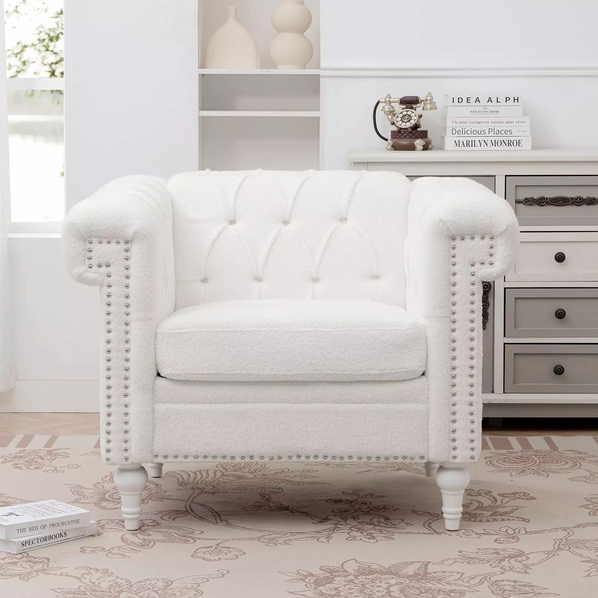 1 Seater Sofa Living Room White Compact and Stylish Design Jamini