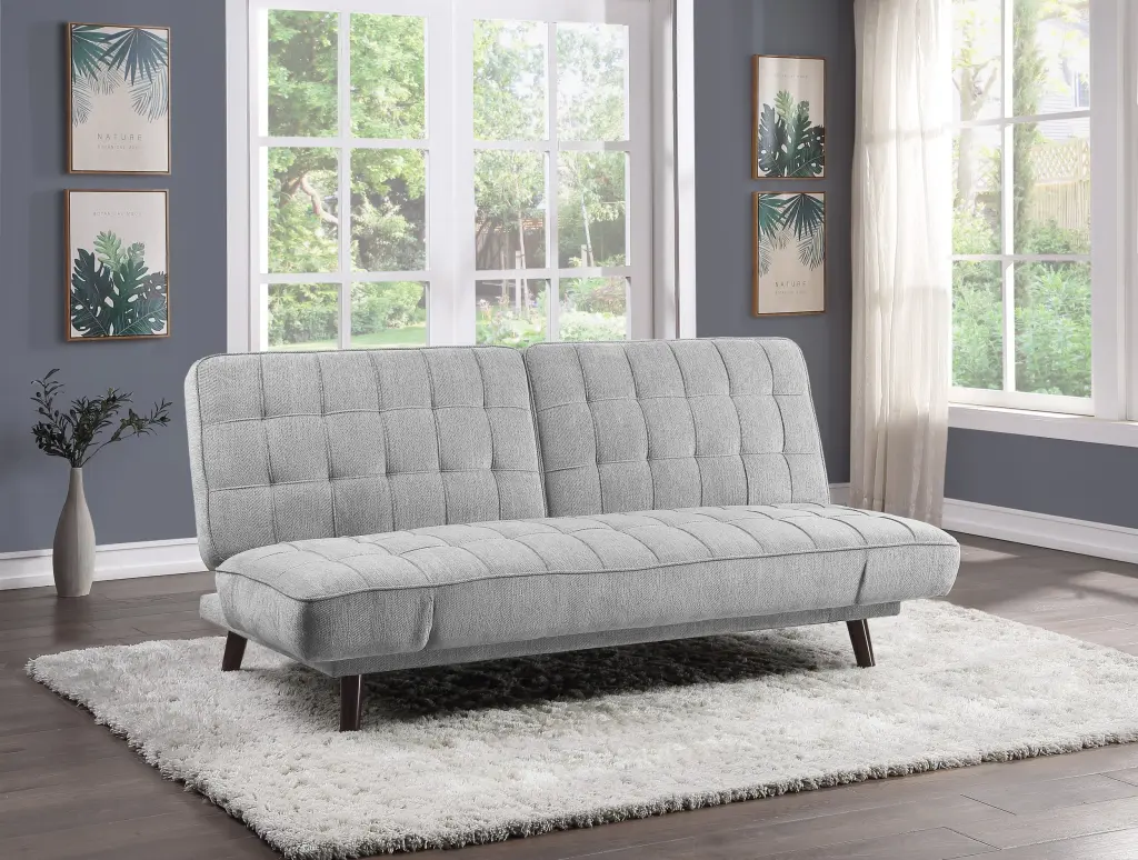Elegant Three One Lounger Sofa Sleeper Silver Gray Chenille Fabric kanepe