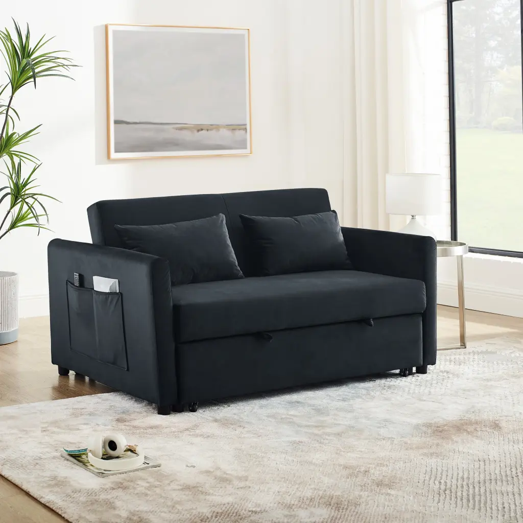 Convertible Sofa Bed 3 1 Multi-functional Velvet Double Sofa Pullout lucky fortune