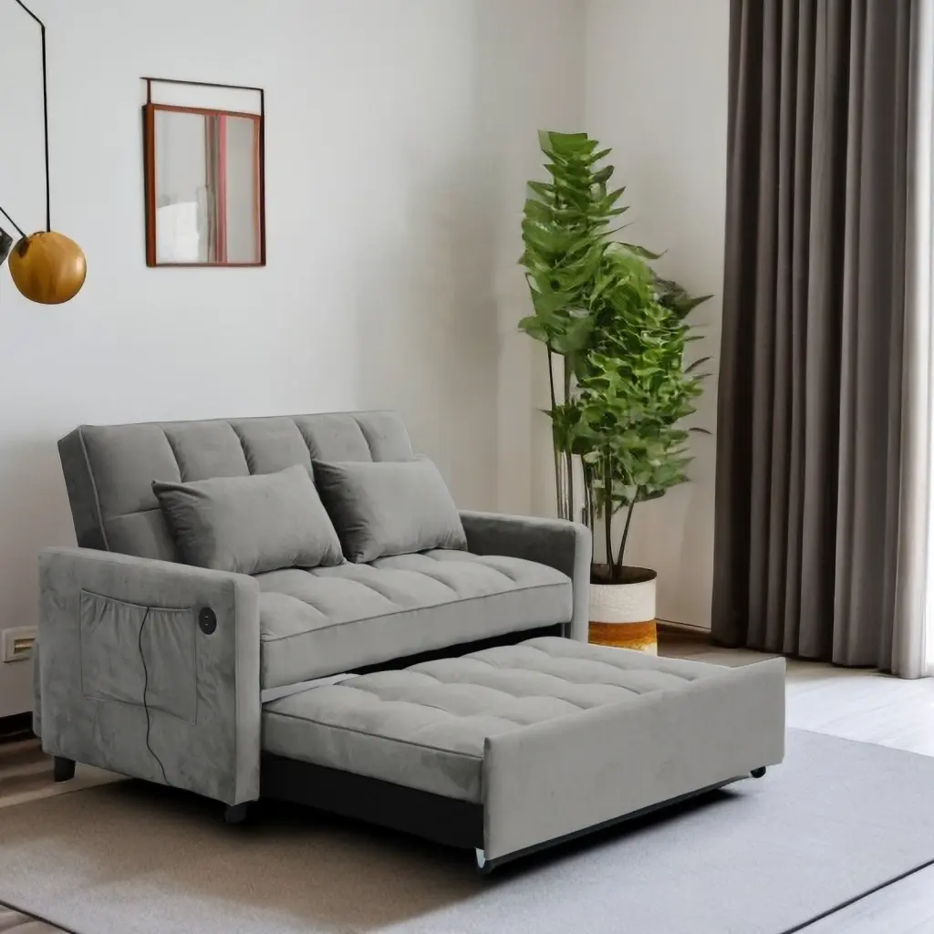 3 1 Convertible Sleeper Sofa Bed Modern Fabric Loveseat Futon redde boo co.- ltd w1183