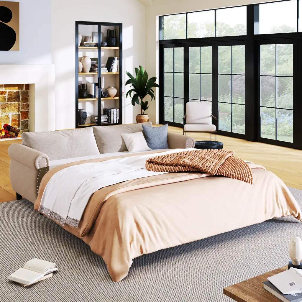 80.7 Inch 2 1 Sofa Bed Sleeper Large Mattress 63x70.9x3.3 Inch u_style