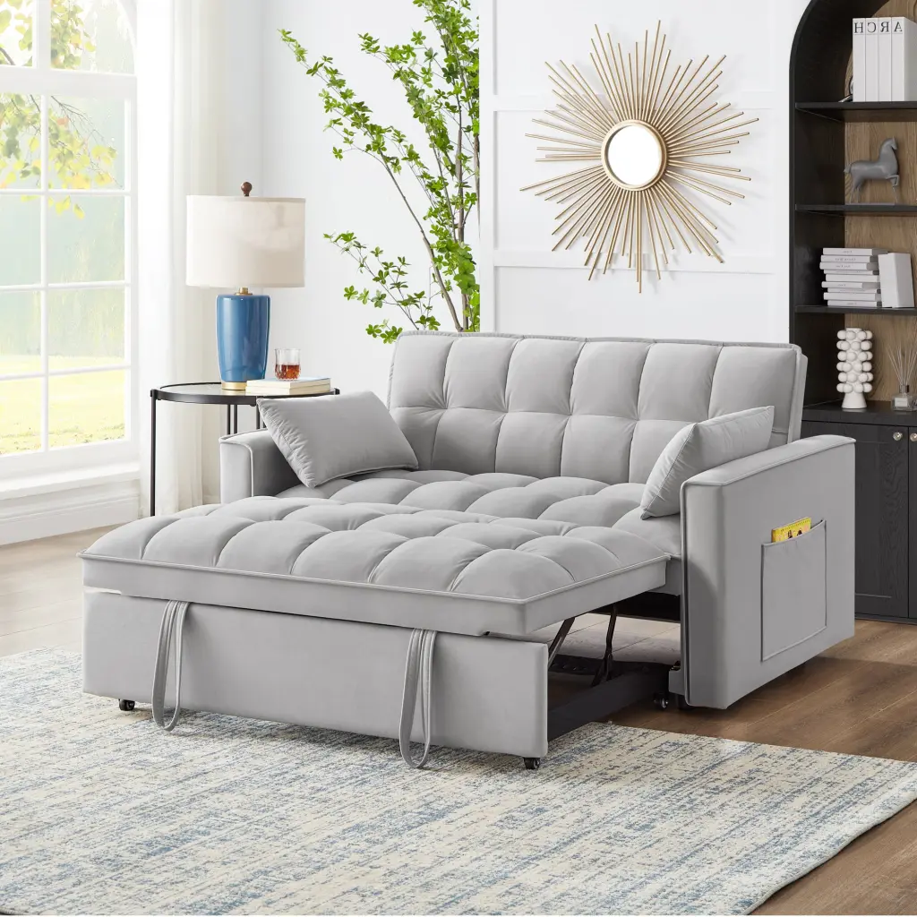 4 1 Loveseat Sofa Bed Armrests and Storage Pockets Multi Functional Convertible Furniture wm home furniture