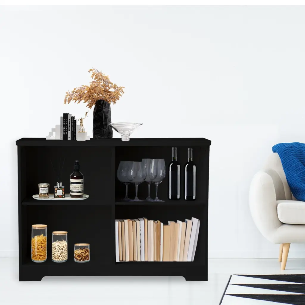 Universal Small 2 Shelf Bookcase Black - Set 2 Home or Office pet house