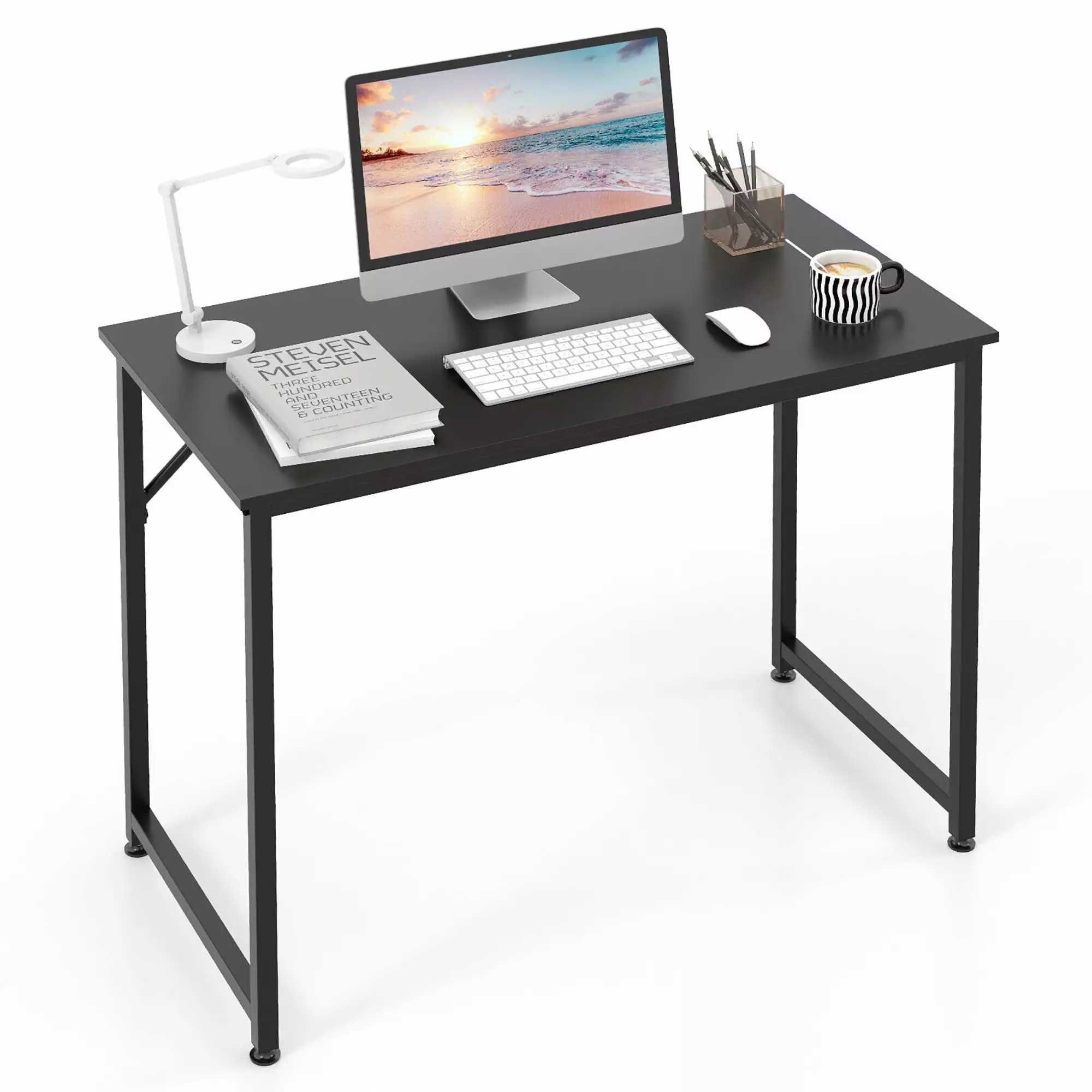 Gymax 40-Inch Small Computer Desk Home Office PC Workstation Heavy-duty Metal Frame Black