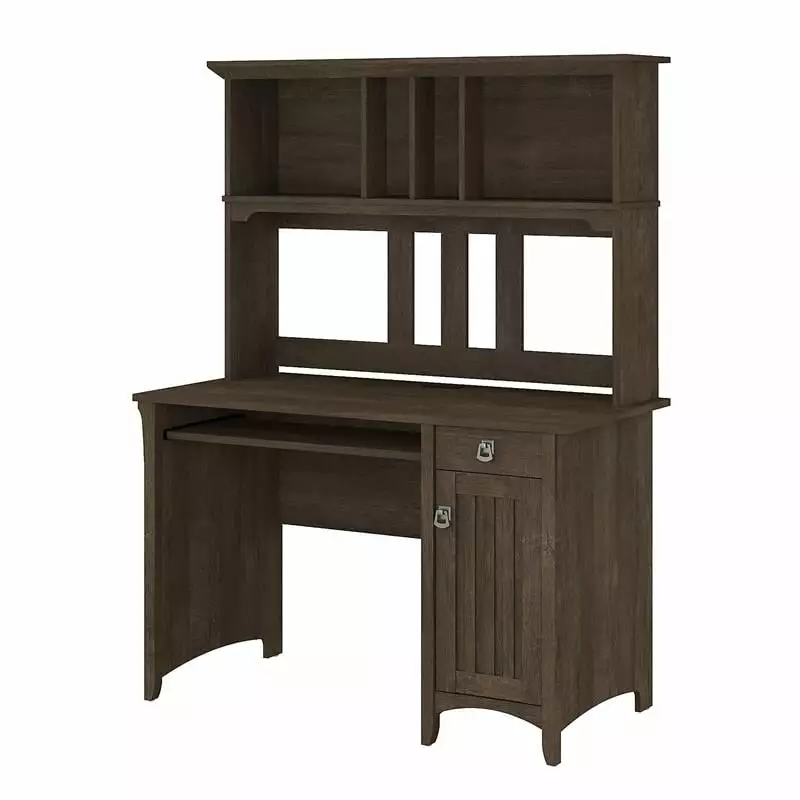 Pemberly Row Small Computer Desk Hutch Ash Brown - Compact Home Office Solution