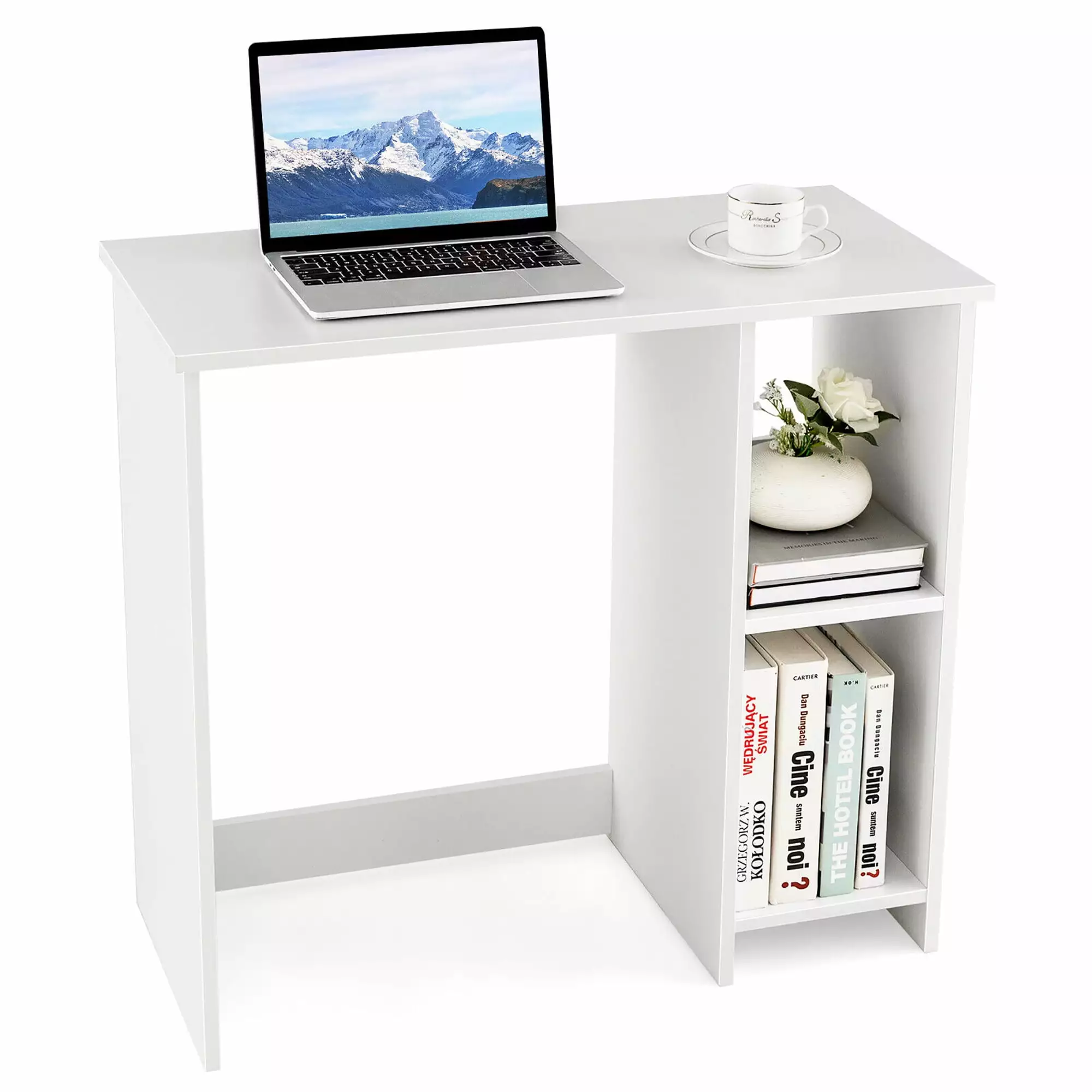 Gymax 31.5 Inch Small Computer Desk 2 Compartments Home Office Study Writing