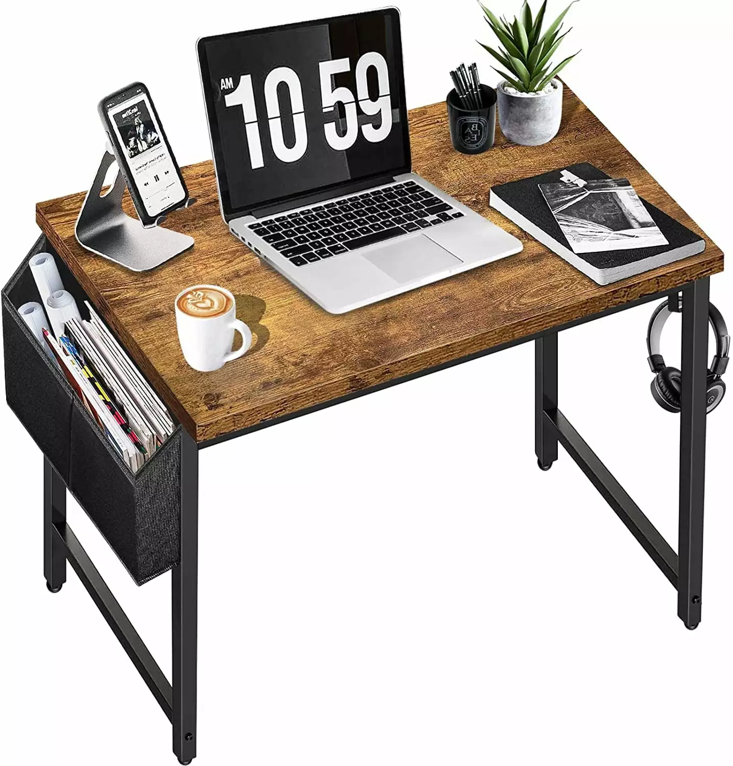 Small Desk Small Spaces Student Kids Study Writing Computer Table Bedroom School Work PC Workstation Rustic 30 31 Inch NTXC2