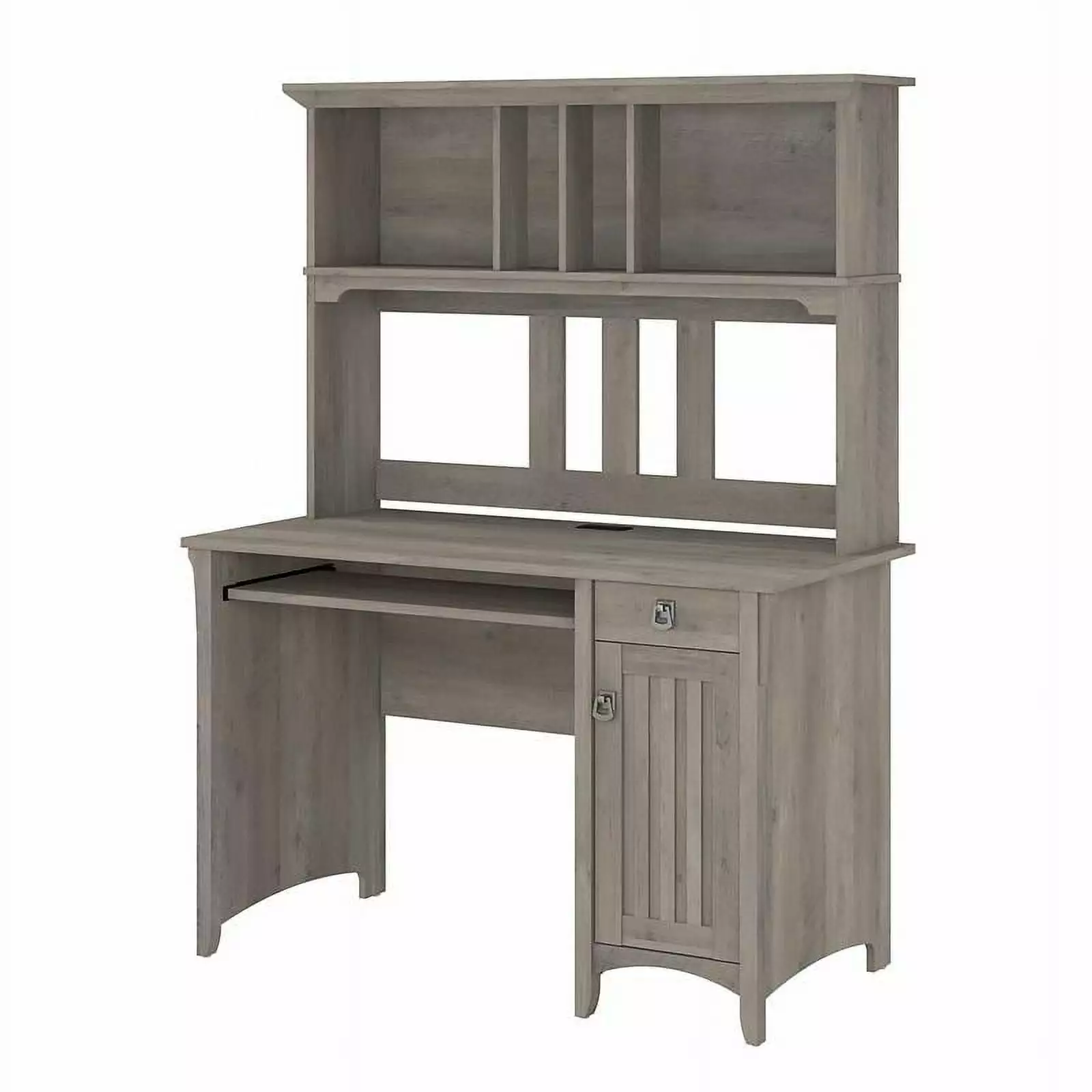 Pemberly Row Small Computer Desk Hutch Driftwood Gray - Engineered Wood Office Desk