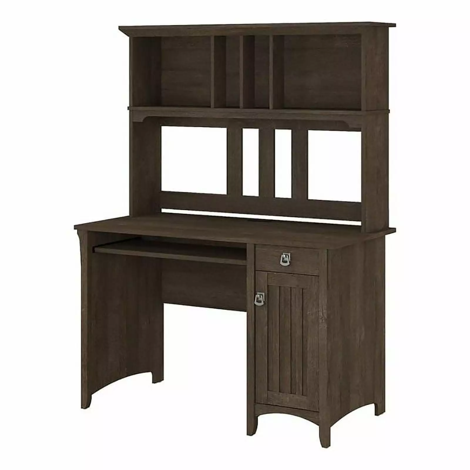 UrbanPro Contemporary Engineered Wood Small Computer Desk Hutch Brown Home Office