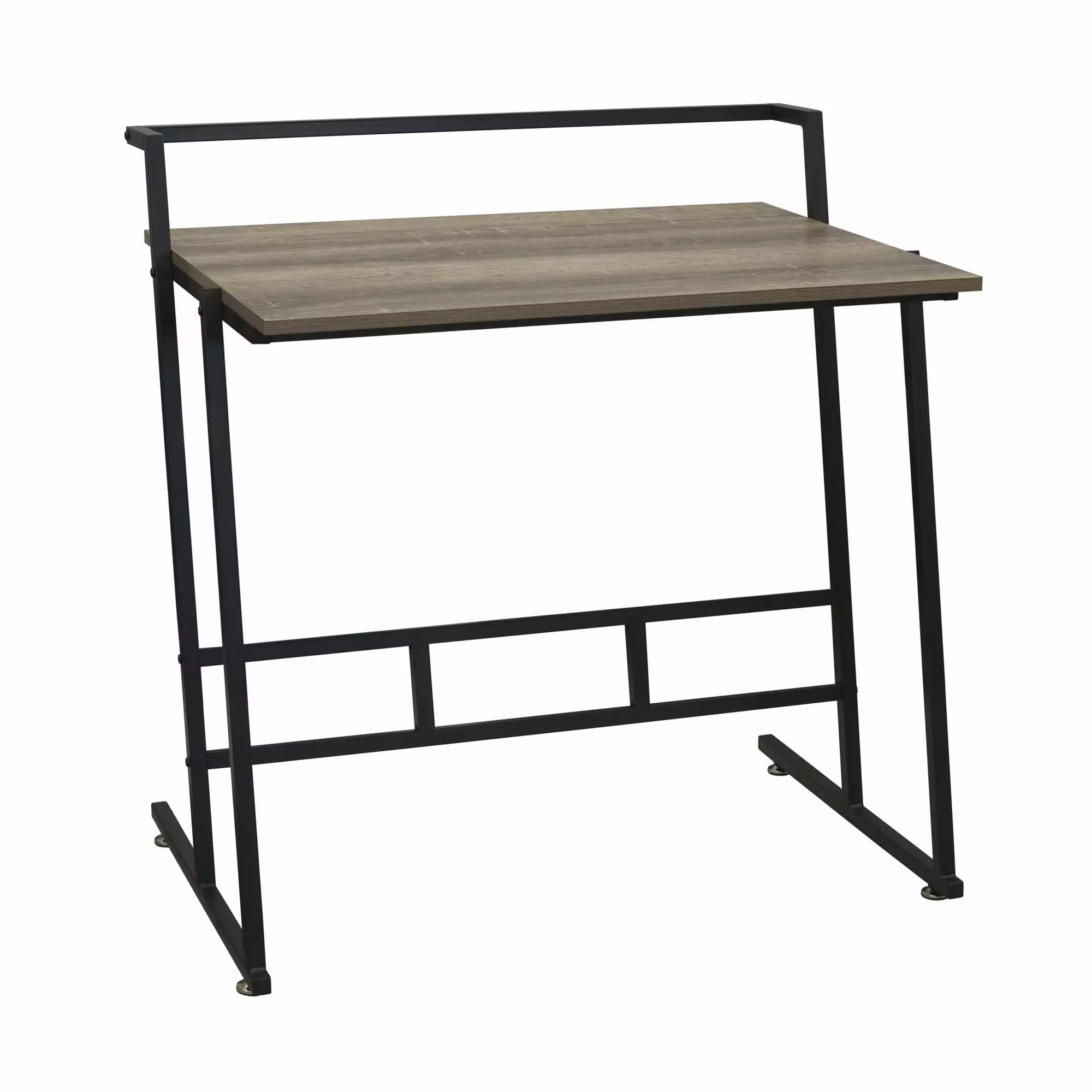Household Essentials Jamestown Small Office Desk Ashwood Rustic Wood Grain Black Metal