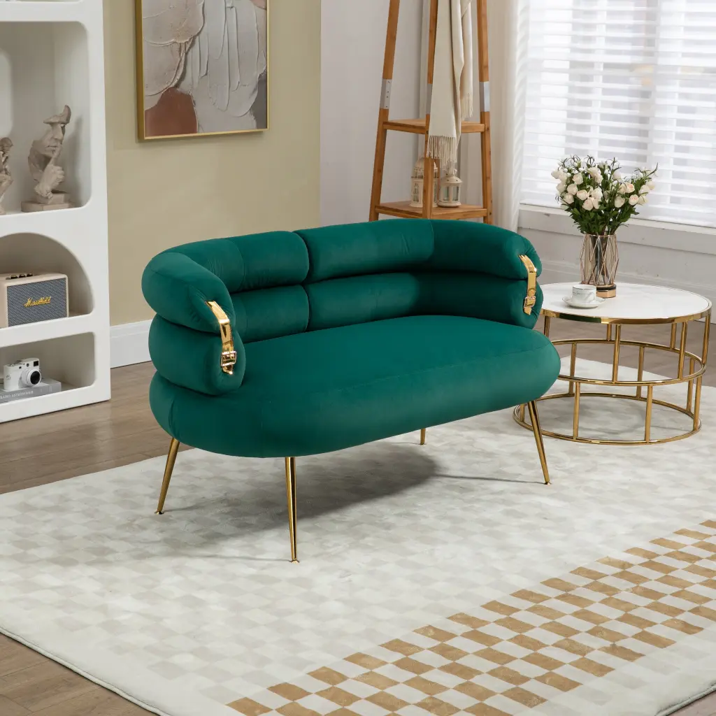 Coolmore Small Loveseat Sofa Upholstered Mini Couch Curved Backrest coolmore w-395