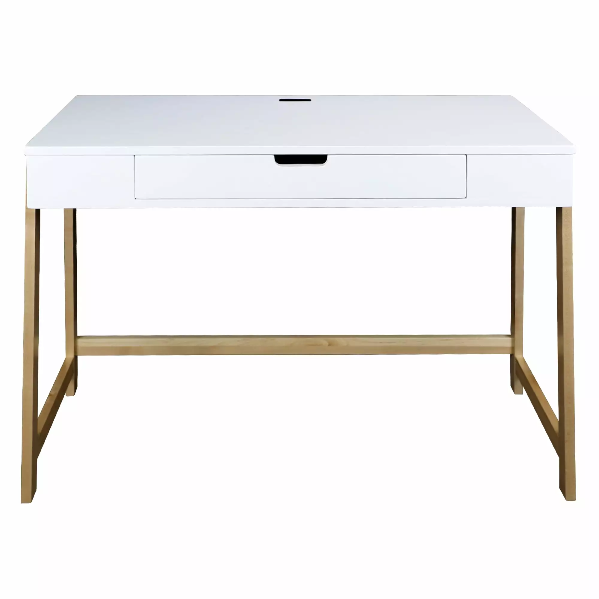 Neorustic Smart Desk USB Ports White and Natural Finish Modern Office American Trails