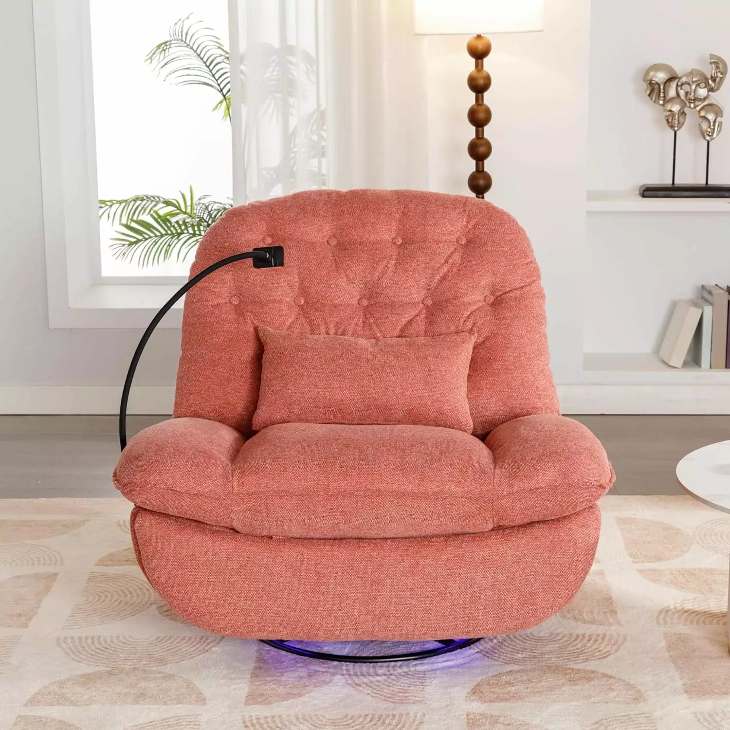 Swivel Power Recliner Chair Voice Control and Bluetooth Music Player - Red Electric Recliner USB Ports SEALODY